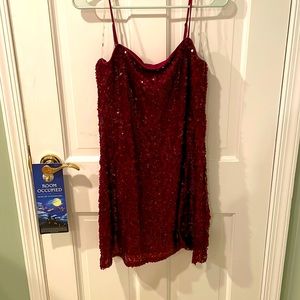 NWT Trixxi cranberry sequined slip dress XL